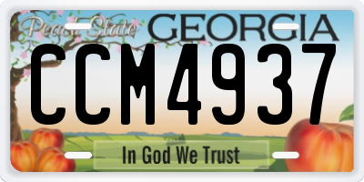 GA license plate CCM4937