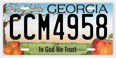 GA license plate CCM4958