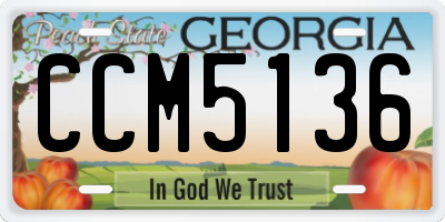 GA license plate CCM5136