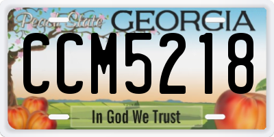 GA license plate CCM5218