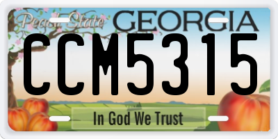 GA license plate CCM5315