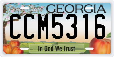 GA license plate CCM5316