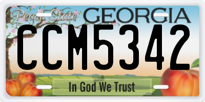 GA license plate CCM5342