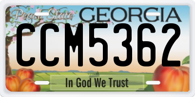 GA license plate CCM5362
