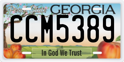 GA license plate CCM5389