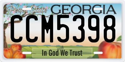 GA license plate CCM5398
