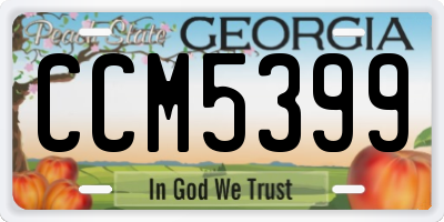 GA license plate CCM5399