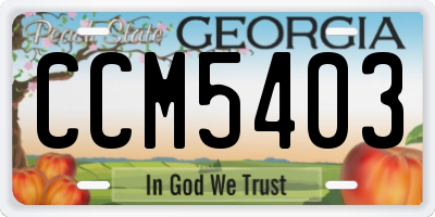 GA license plate CCM5403
