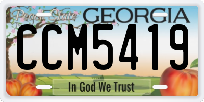 GA license plate CCM5419