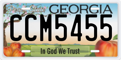 GA license plate CCM5455