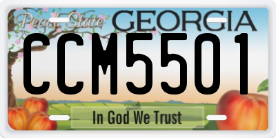GA license plate CCM5501