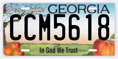 GA license plate CCM5618