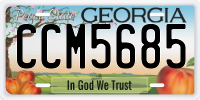 GA license plate CCM5685