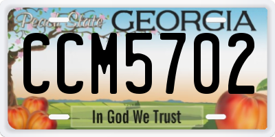 GA license plate CCM5702