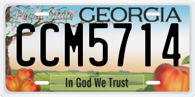 GA license plate CCM5714
