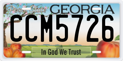 GA license plate CCM5726