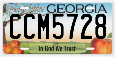 GA license plate CCM5728