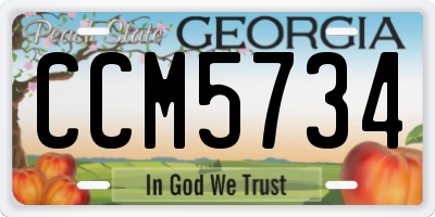 GA license plate CCM5734