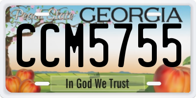 GA license plate CCM5755