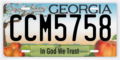 GA license plate CCM5758