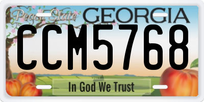 GA license plate CCM5768