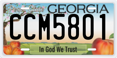 GA license plate CCM5801