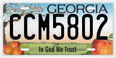GA license plate CCM5802
