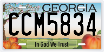 GA license plate CCM5834