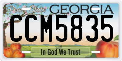 GA license plate CCM5835