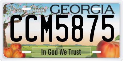 GA license plate CCM5875