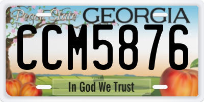 GA license plate CCM5876