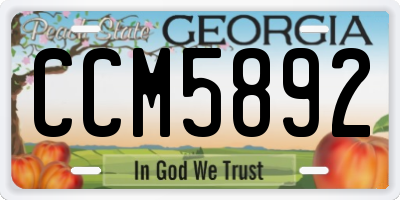 GA license plate CCM5892