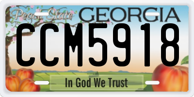 GA license plate CCM5918
