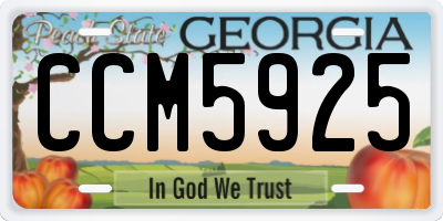 GA license plate CCM5925