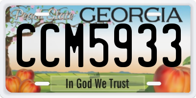 GA license plate CCM5933