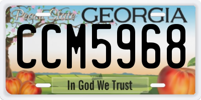 GA license plate CCM5968