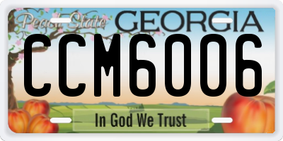 GA license plate CCM6006