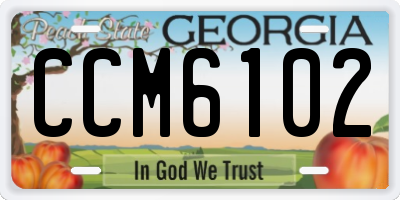 GA license plate CCM6102