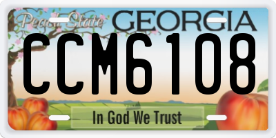 GA license plate CCM6108