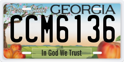 GA license plate CCM6136