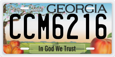 GA license plate CCM6216