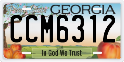 GA license plate CCM6312