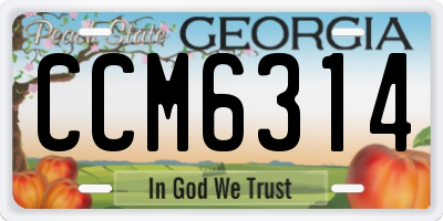 GA license plate CCM6314