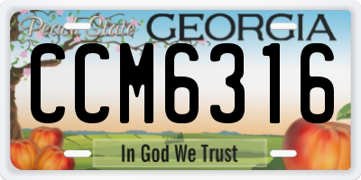 GA license plate CCM6316