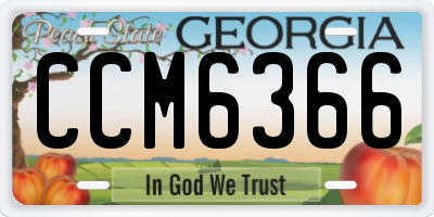 GA license plate CCM6366
