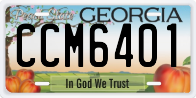 GA license plate CCM6401