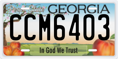 GA license plate CCM6403