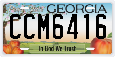 GA license plate CCM6416