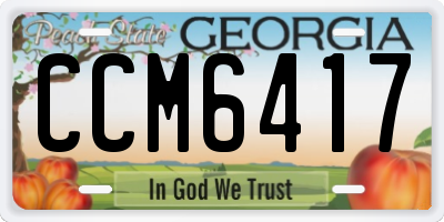 GA license plate CCM6417