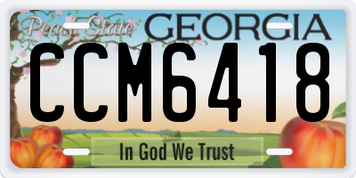 GA license plate CCM6418